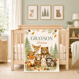 Personalized Woodland Blanket Baby Name Blanket