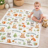 Woodland Animals Baby Name Blanket