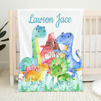Personalized Dinosaur Baby Boy Name blanket