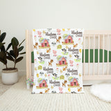 Personalized Farm Animals Baby Blanket 