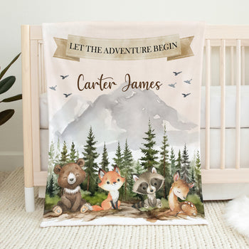 Personalized Woodland Animals Blanket