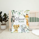 Safari Animals Baby Boy Name Blanket