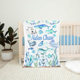 Sea Animals Baby Boy Name Blanket
