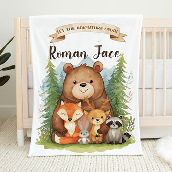 Personalized Woodland  Blanket-Let the Adventure Begin