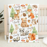 Personalized Woodland Animals Baby Blanket