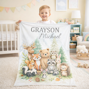 Personalized Woodland Animals Blanket