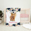 Highland Cow Floral Baby Girl Name Blanket, Blush Pink Navy Blue Roses Baby Shower Gift, B1679