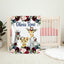 Safari Animals Baby Girl Name Blanket, Burgundy Red Navy Blush Pink Flowers