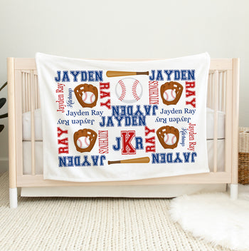 Baseball Baby Name Blanket