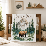 Bear Woodland Forest Baby Boy Blanket