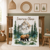 Bear Woodland Forest Baby Boy Blanket