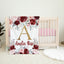 Burgundy Red Floral Baby Girl Name Blanket, Personalized Red Blush Pink Roses B1697