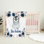 Penguin Floral  Baby Girl Name Blanket, Watercolor Navy Rose Gold Flowers Baby Shower Gift B1592