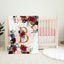 Floral Baby Blanket, Burgundy Red Blush Pink Navy Gold Navy Flowers Roses  B1559