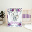 Personalized Elephant Baby Girl Blanket with Purple Lavender Flowers  B1342