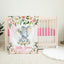 Elephant Floral Baby Girl Name Blanket, Blush Pink Flowers Roses Newborn Gift B691