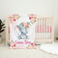 Elephants Floral Baby Girl Name Blanket, Watercolor Blush Pink Peach Flowers Baby Shower Gift B1100