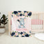 Personalized Elephants Baby Girl Blanket with Watercolor  Navy Blush Pink Flowers B718