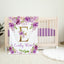 Floral Girl Name Blanket, Purple Lavender Lilac Flowers  Personalized Baby Shower Gift B1460