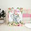 Elephant Floral Baby Girl Name Blanket with Pink Roses B1016