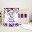 Elephant Floral Baby Girl Name Blanket, Purple Lavender Plum Flowers Baby Shower Gift B1118