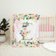 Pink Floral Gold Monogram Baby Girl Blanket B745