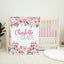 Pink Floral Baby Girl Name Blanket, Pink Magenta Watercolor Roses Personalized Blanket B1553