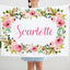 Floral Baby Girl Name Blanket, Blush Pink Flowers Roses Personalized Gift B313