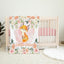 Fox Baby Girl Floral Name Blanket, Blush Pink Peach Flowers Baby Girl Personalized Blanket B1511