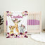 Safari Animals Floral Baby Girl Name Blanket, Blush Pink Burgundy Red Flowers B1278