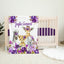 Safari Animals Floral Baby Name Blanket, Purple Lavender Watercolor Flowers B1506