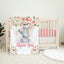 Elephant Floral Baby Girl Name Blanket, Personalized Blush Pink Flowers Roses B1245