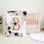 Gold Floral Monogram Blanket, Blush Pink Navy Watercolor Flowers B1422