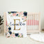 Floral Girl Name Blanket, Blush Pink Navy Blue Gold Personalized Baby Shower Gift B1420