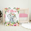 Elephant Floral Baby Girl Name Blanket, Blush Pink Roses Baby Shower gift