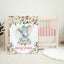 Elephants Baby Girl Name Blanket, Blush Pink Flowers Personalized Baby Gift B902