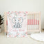 Elephant Floral Baby Girl Name Blanket with Blush Pink Flowers Baby Shower Gift B1435