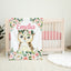 Owl Floral Baby Girl Name Blanket, Blush Pink Watercolor Flowers Personalized Blanket B1269