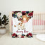 Cow Floral Baby Girl Name Blanket with Burgundy Red Blush Pink Flowers B1682