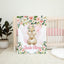 Bunny Rabbit Baby Girl Name Blanket with Blush Pink Flowers Roses B1292