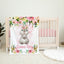 Bunny Rabbit Baby Girl Name Blanket, Blush Pink Flowers Roses Newborn Gift B1293