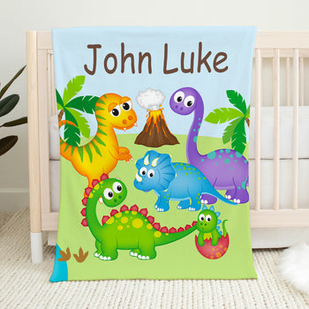 Personalized Dinosaur Baby Boy Name blanket