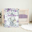 Elephant Purple Floral Blanket, Personalized Baby Girl Blanket Lavender Flowers   B1673