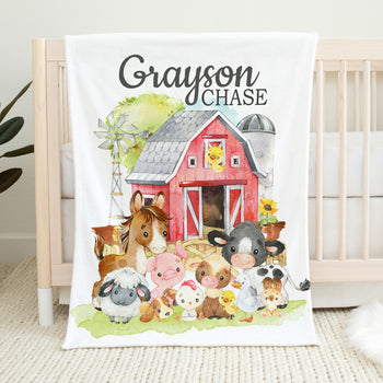 Personalized Farm Animals Baby Blanket