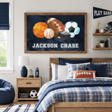 Personalized Sports Name Sign Wall Art for Boys Room or Nursery