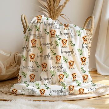 Personalized Lion Baby Boy Blanket
