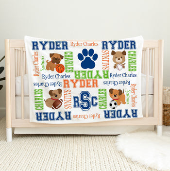 Personalized Puppy Sports blanket
