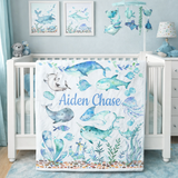 Personalized Sea Animals Under The Sea Baby Blanket