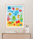 Sea Animals Boy Nursery Wall Art CANVAS C1016
