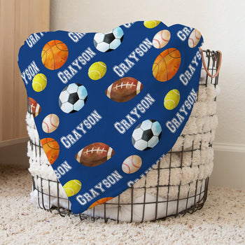 Personalized Sports Balls Baby Name Blanket